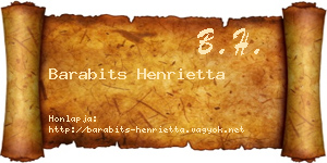 Barabits Henrietta névjegykártya